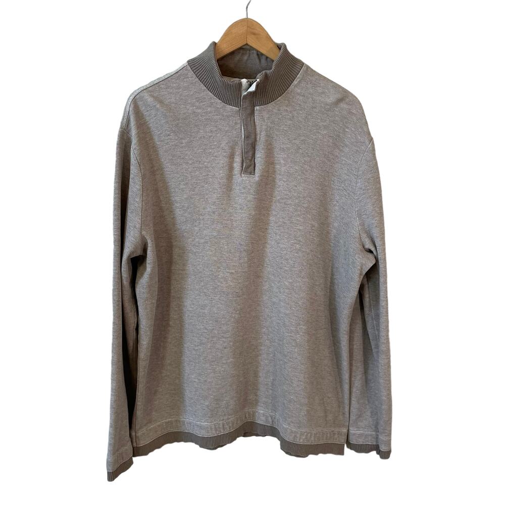 BANANA REPUBLIC Mens 100% Cotton Quarter Zip Knit Sweater Beige Size XL Pullover